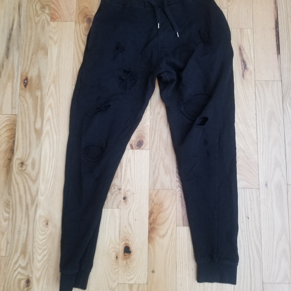 ZARA TRACK PANTS IN DISTRESSED LOOK SIZE MEDIUM
